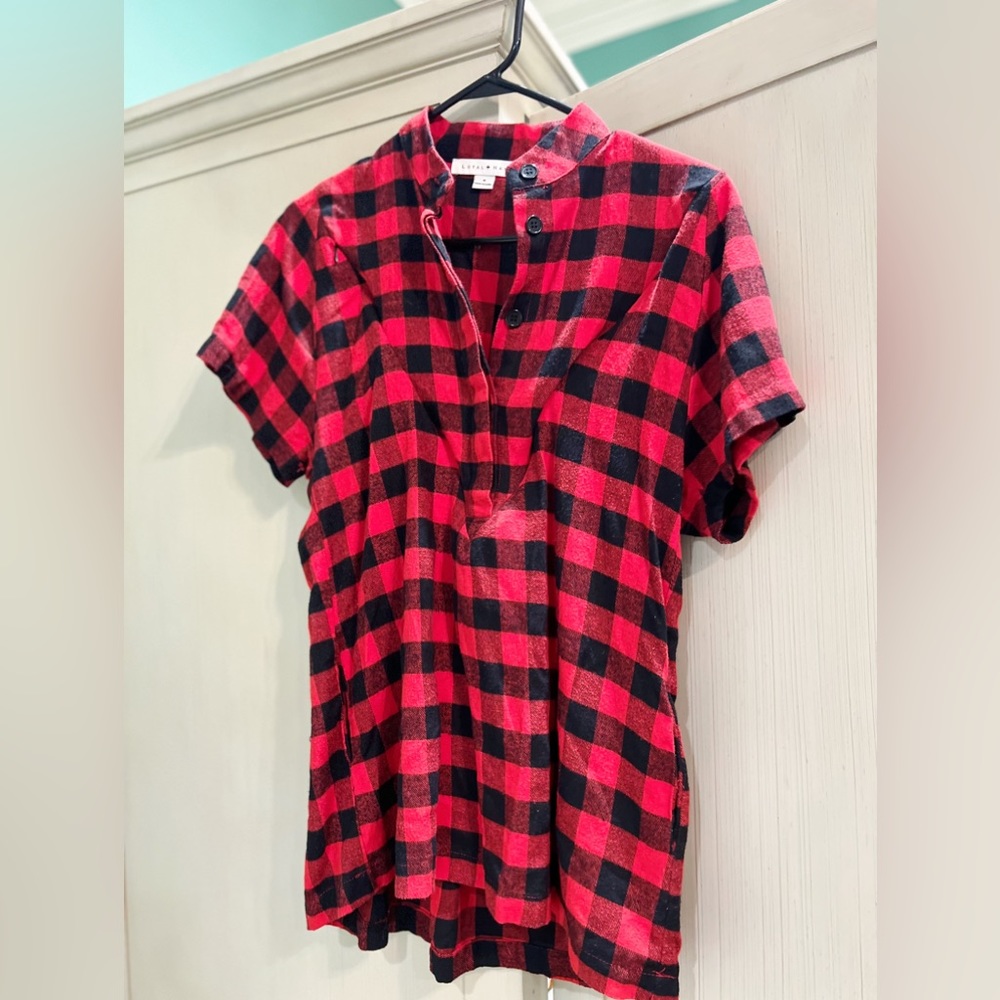 Maternity plaid blouse